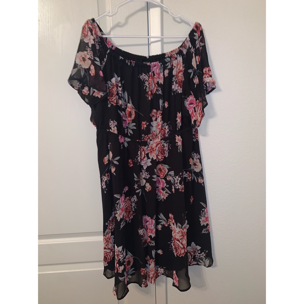 Torrid Black Floral Chiffon Skater Dress